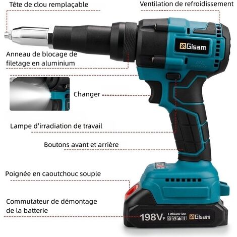 Cloueur Rivet Automatique + 100 Rivets - Rapide & Précis - Neuf