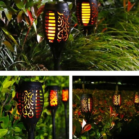 Lampe solaire 12 LED 54cm Décor de jardin extérieur à lumière vacillante - 4 Pack