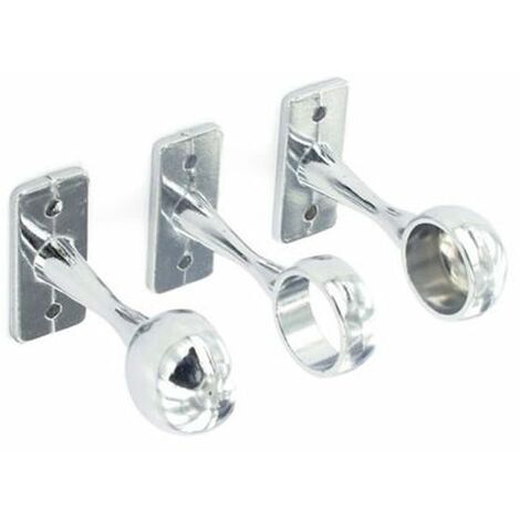 Securit 1 Centre & 2 End Brackets Chrome Plated 19mm - S5553