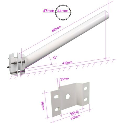Jandei - Soporte para farola led pared y poste diámetro exterior tubo 47mm color blanco con tornillería