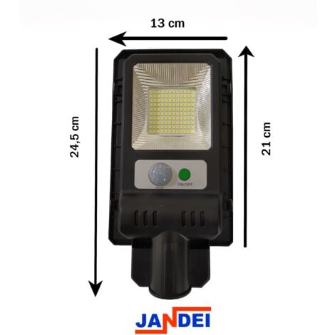 Jandei - Farola Solar PALMA compacta 120 LEDs 6500K con sensor de movimiento placa solar integrada batería litio 2000mAh