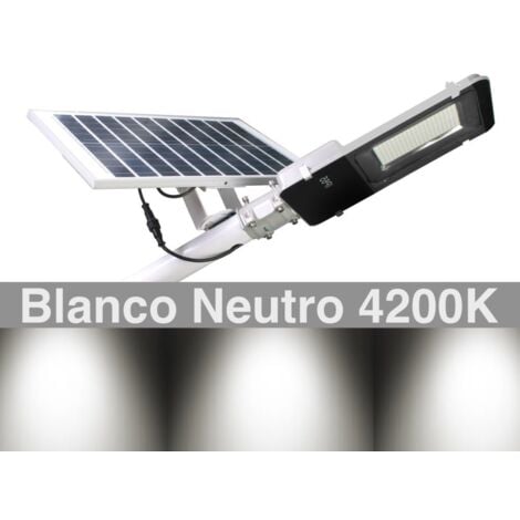Jandei - Farola Solar 2500 Lúmenes 200W Panel Orientable 4200K exterior  ion-litio panel 25W