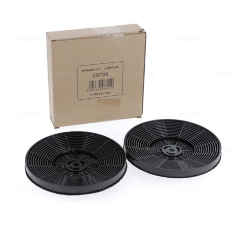 Lot de 2 filtres à charbon pour hotte CR720 – Compatible avec modèles Glem et Airlux – Couleur noire pour capture des graisses