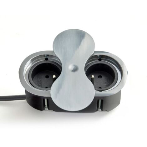 Bloc de 2 prises a encastrer Inox (fixation par le dessus) 033IB-UP Msa France