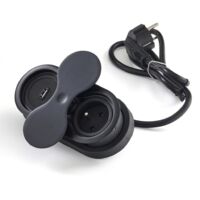 Bloc 1 prise 16A et USB-A Eight Affleurant à encastrer Noir 034N Msa France