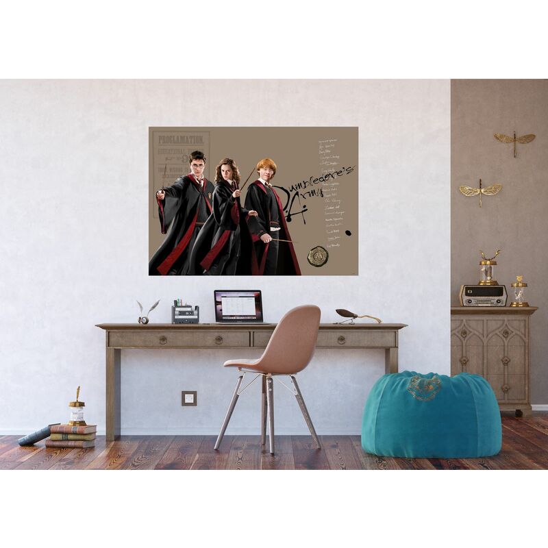 Fotomurale autoadhesivo tondo Harry Potter, Hermione Granger, Ron Weasley  beige, nero e rosso - Ø 70 cm - Sanders & Sanders