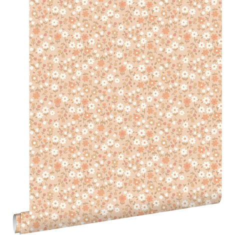 papier peint fleurs terracotta claire  - ESTAhome