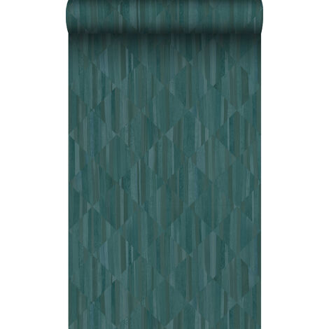 papier peint imitation bois en 3D bleu canard - Origin Wallcoverings (1/5)