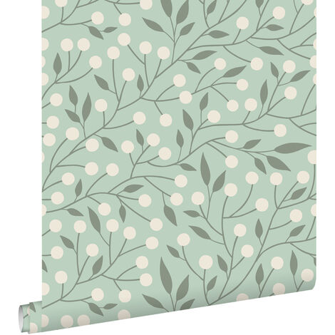 papier peint fleurs vert menthe - ESTAhome (1/5)