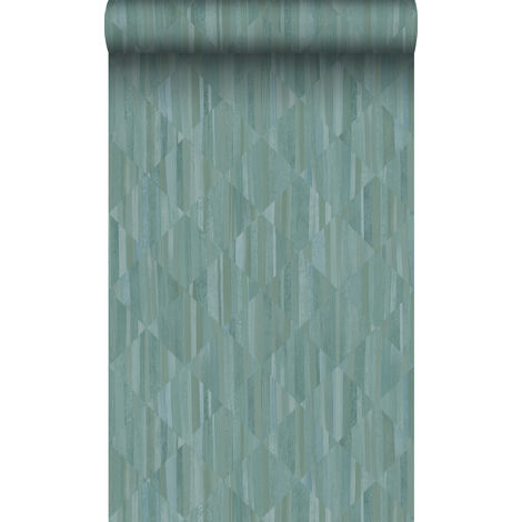 papier peint imitation bois en 3D bleu vert - Origin Wallcoverings (1/5)