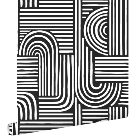 papier peint graphique 3D noir et blanc - ESTAhome (1/5)