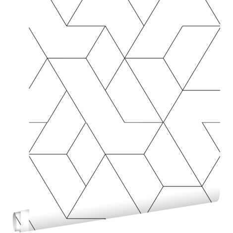papier peint lignes graphiques noir et blanc - ESTAhome (1/5)