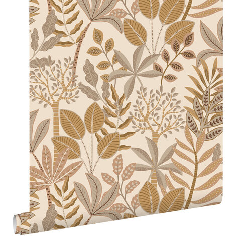 papier peint feuilles beige et couleur sable - ESTAhome (1/5)