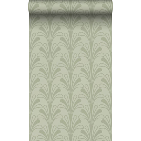 papier peint art déco vert grisé - Origin Wallcoverings (1/5)