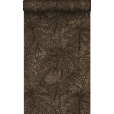 papier peint effet 3D feuilles brun foncé  - Origin Wallcoverings