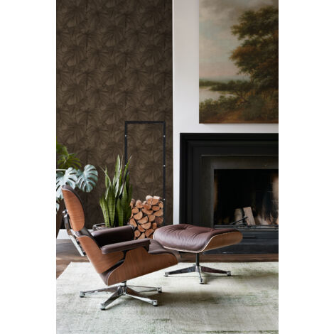 papier peint effet 3D feuilles brun foncé  - Origin Wallcoverings