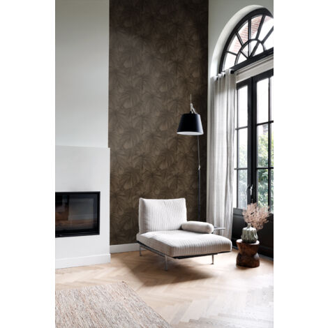 papier peint effet 3D feuilles brun foncé  - Origin Wallcoverings