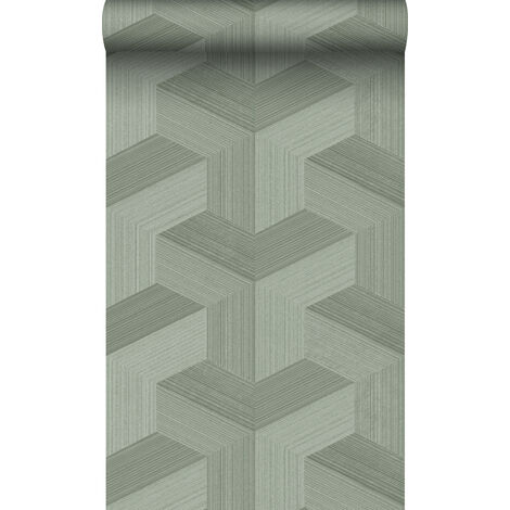 papier peint graphique 3D vert grisé - Origin Wallcoverings (1/5)