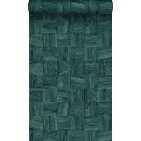 papier peint morceaux carrés de déchets de bois bleu canard - Origin Wallcoverings (1/5)