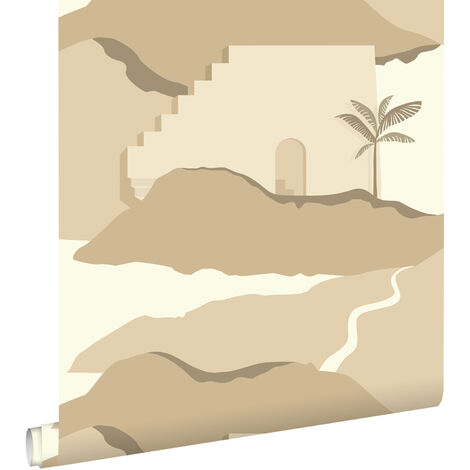 papier peint maisons méditerranéennes beige  - ESTAhome (1/5)