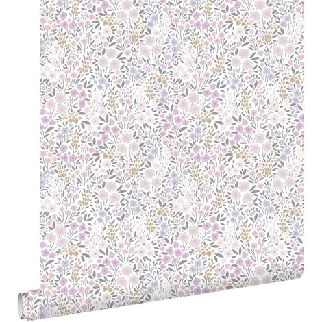 papier peint fleurs lilas violet  - ESTAhome