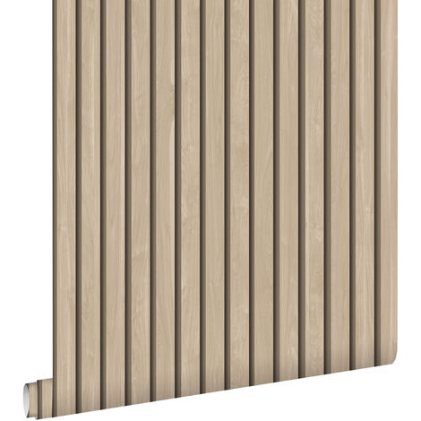 papier peint tasseaux de bois beige - ESTAhome (1/5)