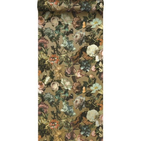 papier peint fleurs or  - ESTAhome