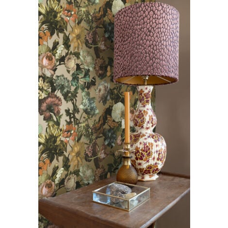 papier peint fleurs or  - ESTAhome