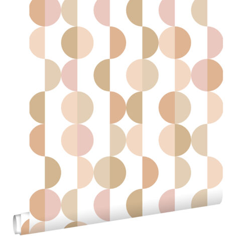 papier peint motif graphique terracotta, rose et beige - ESTAhome (1/5)