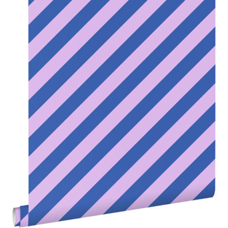 papier peint à rayures lilas violet et bleu royal - ESTAhome (1/5)