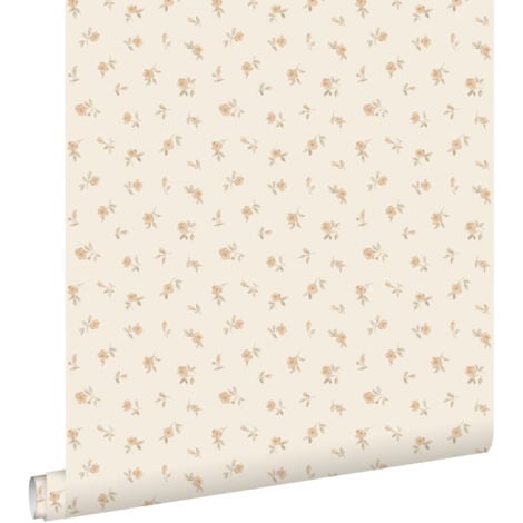 papier peint fleurs intage sable beige - ESTAhome