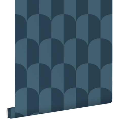 papier peint art déco blue foncé grisé - ESTAhome (1/5)