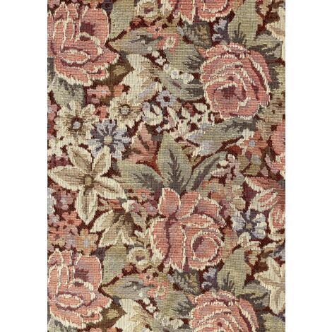 papier peint panoramique motif floral brodé rose et vert  - ESTAhome