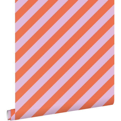 papier peint à rayures lilas violet et orange - ESTAhome (1/5)