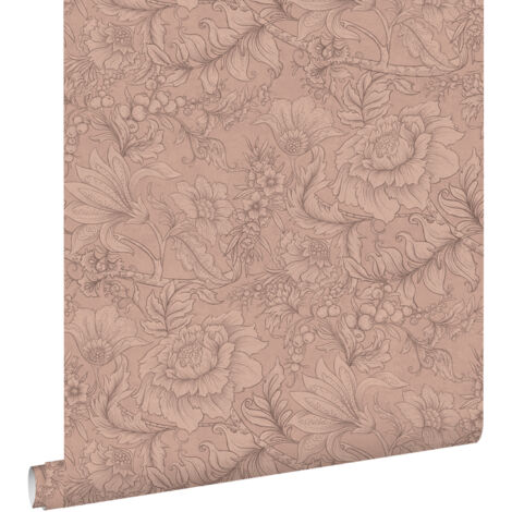 papier peint fleurs rose terracotta - ESTAhome (1/5)