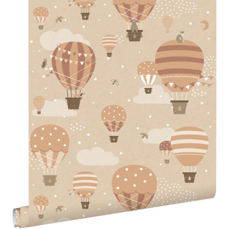 papier peint ballons à air chaud beige et terracotta - ESTAhome (1/5)