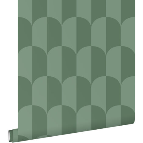 papier peint art déco vert grisé - ESTAhome (1/5)