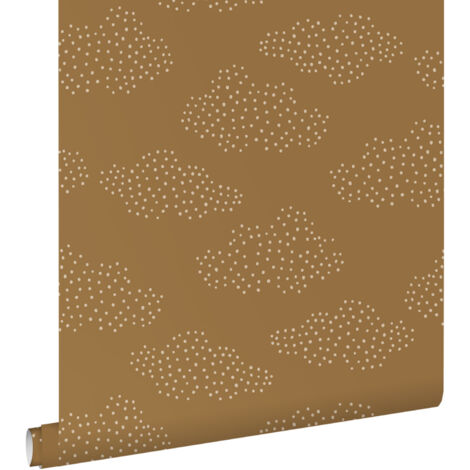 papier peint petits nuages jaune ocre et beige - ESTAhome (1/5)