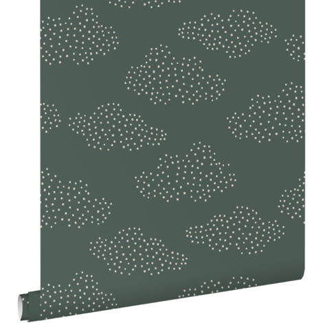 papier peint petits nuages vert de la mer grisé  - ESTAhome (1/5)