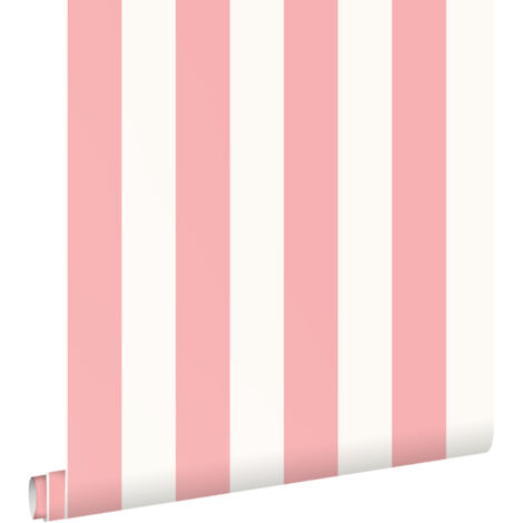 papier peint à rayures rose clair et blanc - ESTAhome