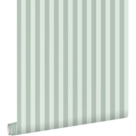 papier peint à rayures vert grisé - ESTAhome (1/5)