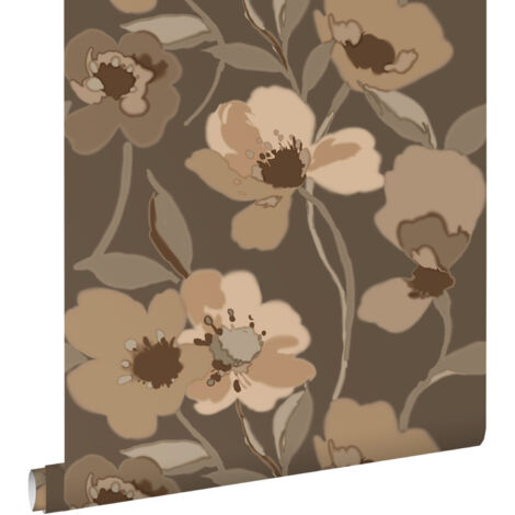 papier peint fleurs beige chaud et marron  - ESTAhome (1/5)