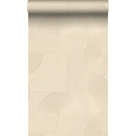 papier peint graphique 3D sable beige - Origin Wallcoverings