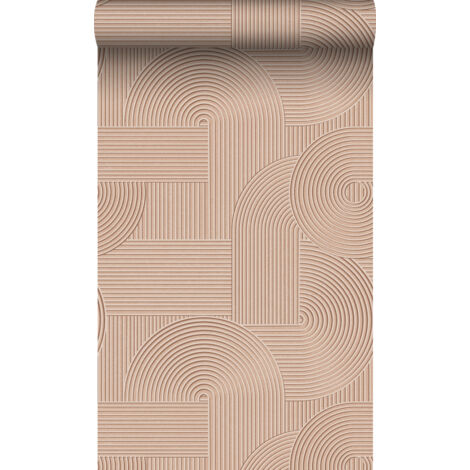 papier peint graphique 3D rose terracotta - Origin Wallcoverings (1/5)