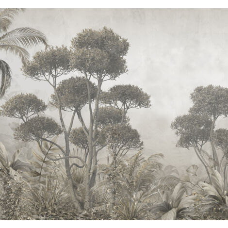 papier peint panoramique jungle vert grisé - Sanders & Sanders (1/5)