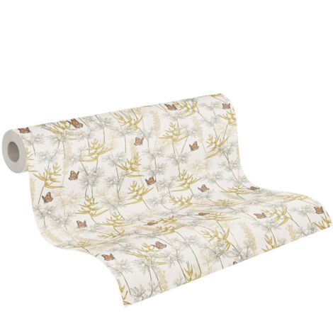 papier peint les plantes blanc, jaune, gris et orange - Livingwalls (1/5)