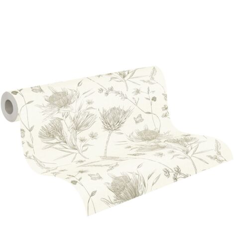 papier peint fleurs blanc et vert - Livingwalls (1/5)