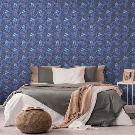 papier peint fleurs bleu, gris et vert - Livingwalls (1/5)
