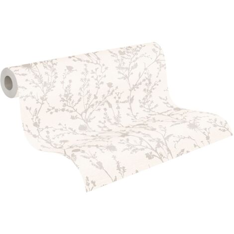 Papier peint intissé floral beige et crème lumineux – Tapisserie style campagne cottage – Motifs à fleurs pour cuisine – Largeur 53cm – Bricoflor