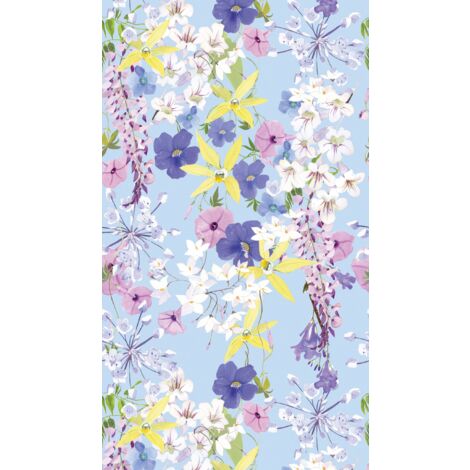 papier peint fleurs multicolore, violet, jaune, bleu et rose - Livingwalls (1/3)
